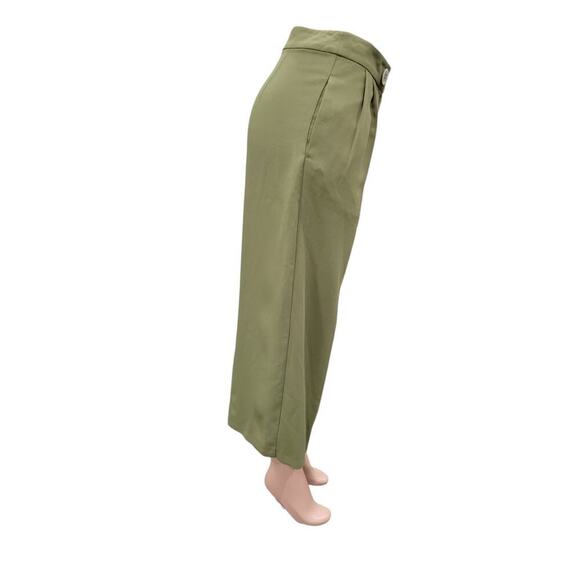 Topshop Women's Rita Wide Leg Cropped Pleated Trouser Dress Pants Size 4 Green - Picture 11 of 14